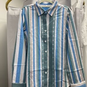 Striped Blue and Green Men's Shirt